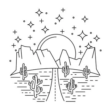 Nightly desert road Stock Illustration