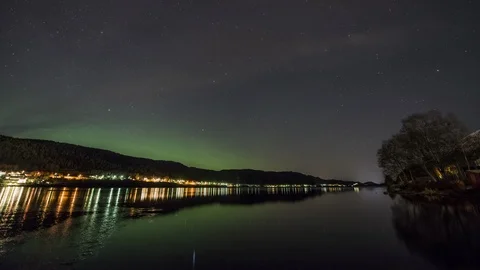Nightly lake Brusdalsvatnet Stock Footage 87776152