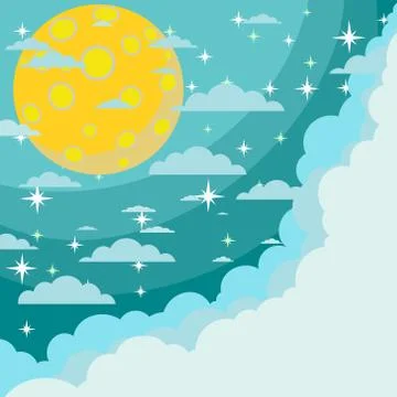 Nightly sky with large moon Stock Illustration