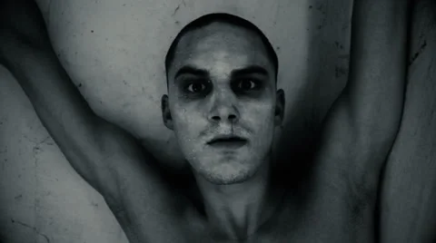 Nightmare psycho guy / Black and white Stock Footage 67600113