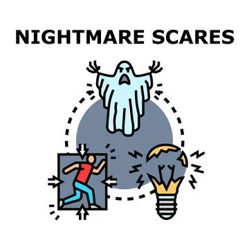Nightmare scares concept causing stress and fear Stock Illustration