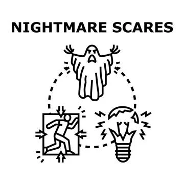 Nightmare scares concept causing stress and fear Stock Illustration