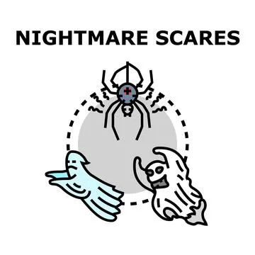 Nightmare scares concept combining spider and ghosts Stock Illustration