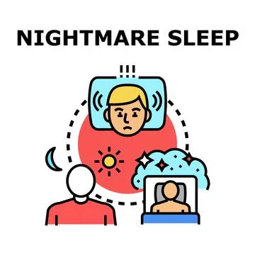 Nightmare sleep concept experiencing bad dreams and anxiety Stock Illustration