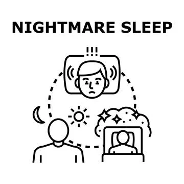 Nightmare sleep concept experiencing bad dreams and anxiety Stock Illustration