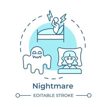 Nightmare soft blue concept icon Stock Illustration