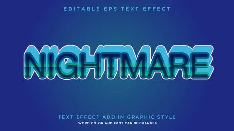 Nightmare style editable text effect with beautiful colors Stock Illustration
