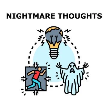 Nightmare thoughts causing anxiety and fear concept Stock-Illustration