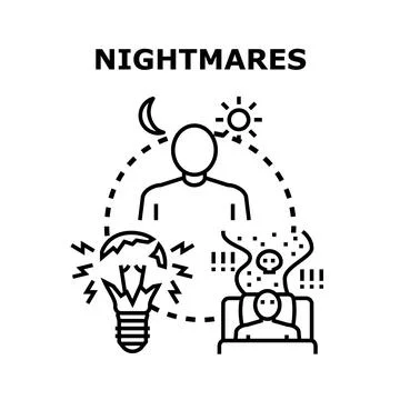 Nightmares and sleep problems causing mental stress Ilustración de archivo
