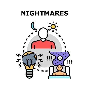 Nightmares and sleep problems causing mental stress Ilustración de archivo