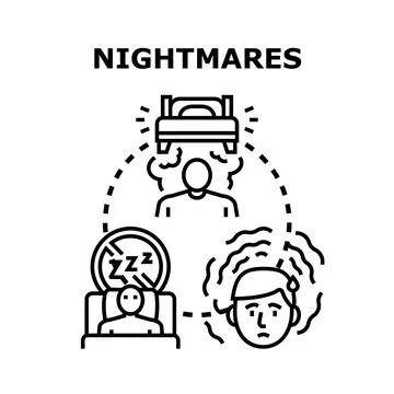 Nightmares concept causing sleep problems and fear Illustrazione stock