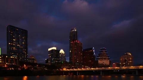 A Night's end Timelapse of Austin, Texas skyline 4K Stock Footage 88228682