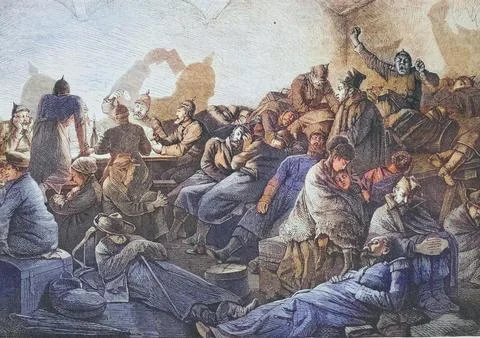 Nights lodging in the Prussian main guard in Metz illustrated war history Ilustración de archivo