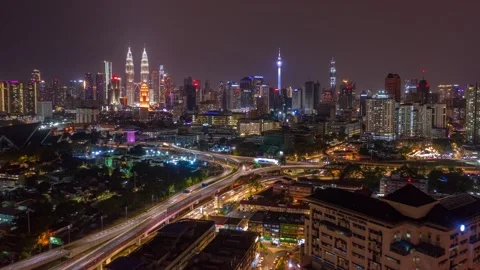 Nightscape of cityscape Stock Footage 140075553