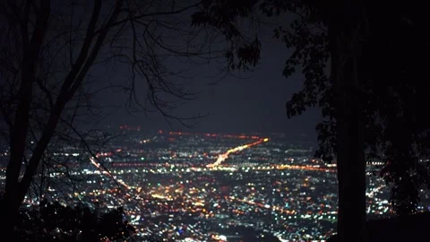 Nightscape on mountain and light of city background Stock Footage 294740598