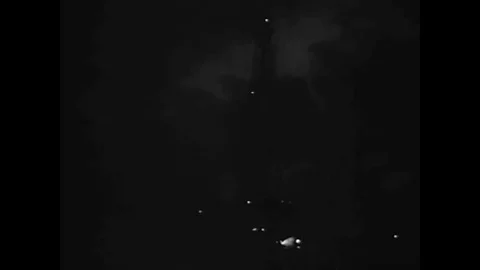 A nightshift at an oil refinery in the 1950s Video stock 101200635