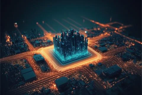 Night,skyscraper,technology,cityscape,architecture,built structure,futuristic Stock Illustration