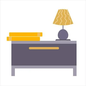 Nightstand in flat vector design isolated on white background. Yellow and gre Stock Illustration
