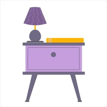 Nightstand in flat vector design isolated on white background. Pink and grey  Stock Illustration