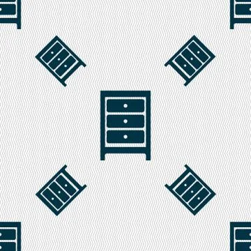Nightstand icon sign. Seamless pattern with geometric texture. Vector Stock Illustration