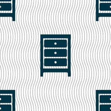 Nightstand icon sign. Seamless pattern with geometric texture. Illustrazione stock
