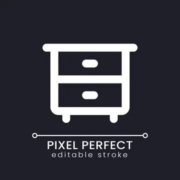 Nightstand pixel perfect white linear ui icon for dark theme Stock Illustration
