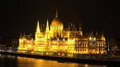 Nighttime in Budapest Stock Footage 96308736