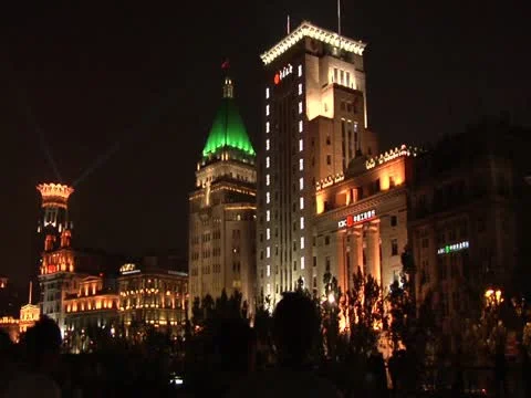 Nighttime on the Bund Stock Footage 10890967