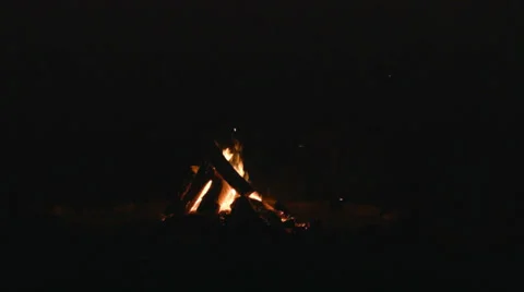 Nighttime Campfire burning low with no people present Stock Footage 38032008