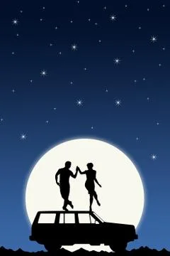 Nighttime car dance Stock Illustration