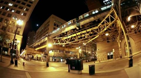 Nighttime Chicago Stock Footage 12426898