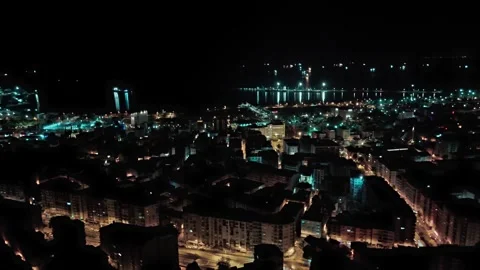 Nighttime City Panorama Stock Footage 281590558
