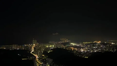 Nighttime cityscape view from hwangnyeongsan observatory in busan Vidéo 343067053