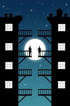 Nighttime conversation Illustrazione stock