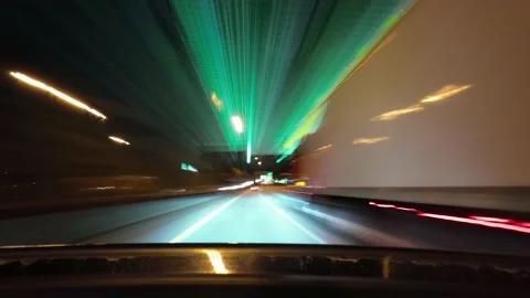 Nighttime Drive Elapse Blur Stock Footage 219286033