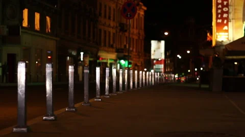 Nighttime Empty Sidewalk Stock Footage 46120489