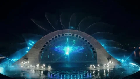 A nighttime fireworks and laser light show on Phu Quoc Island, Vietnam. Stock Footage 306452646