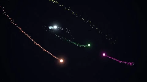 Nighttime Fireworks Trails Create Colorful Light Show. Stock Footage 328703411