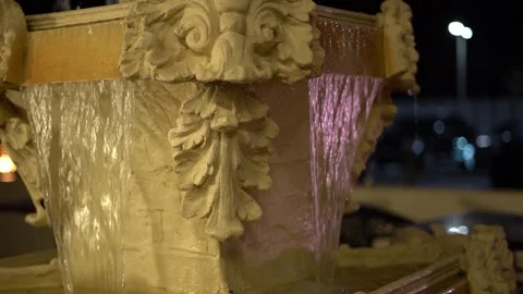 Nighttime Fountain with Illuminated Water Stock Footage 314898853