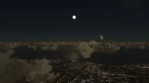 Nighttime Full Moon Aerial View of the City of Toronto; Ontario. Canada Video stock 237357207