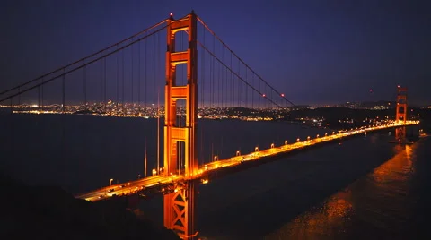 Nighttime golden gate bridge Stock Footage 56373387