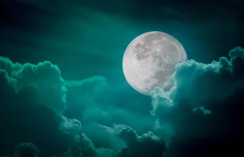 Nighttime green sky with cloud, bright full moon would make a great background 스톡 사진