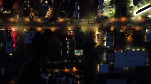 Nighttime Grid of Illuminated Moab Streets Stock Footage 313747480