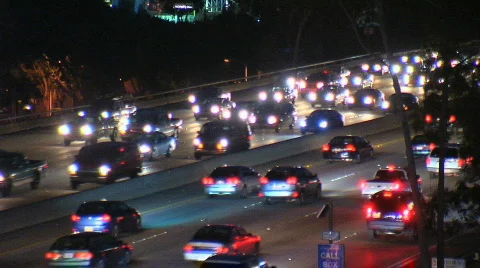 Nighttime highway traffic Stock Footage 750208