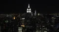 Nighttime Illuminated New York City Skyline Aerial View NYC Famous High Angle HD Footage