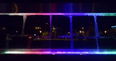 Nighttime LED Light and Water Show Stock Footage 296640361