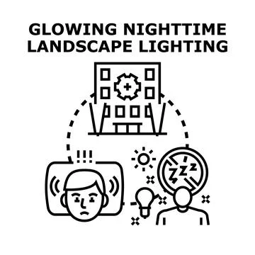 Nighttime light pollution causing sleeping problems concept Ilustración de archivo