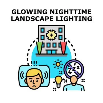 Nighttime light pollution causing sleeping problems concept Ilustración de archivo