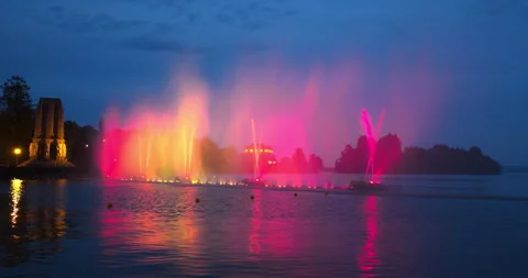 Nighttime light shows on Lake Maggiore Stock Footage 344452830