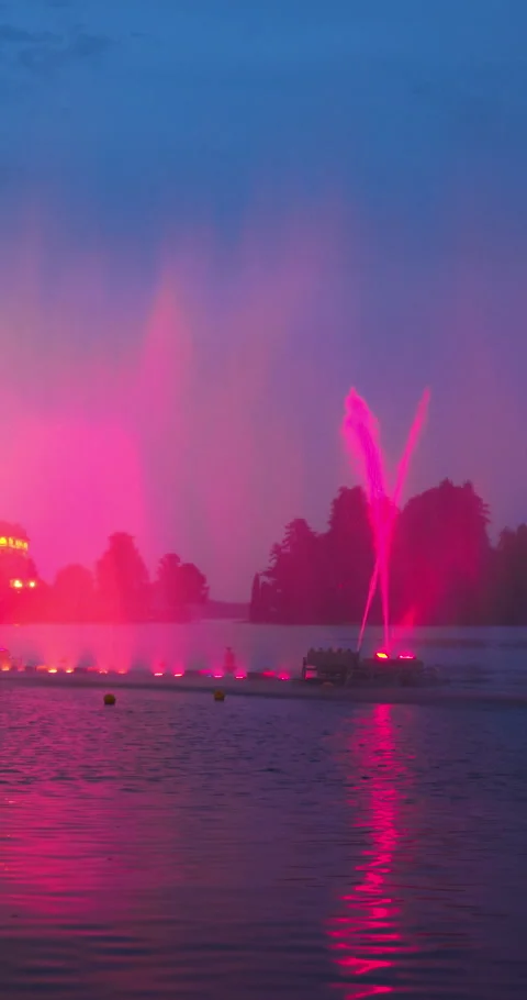 Nighttime light shows on Lake Maggiore Stock Footage 346405392